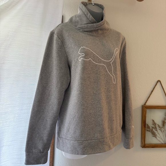 Puma Heather light Gray Turtleneck Sweatshirt Size L - Picture 1 of 6